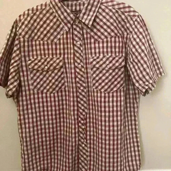 Moose Creek Mens Shirt Large Red Plaid Short Sleeve Button Up Pearl Snap Size XL - Picture 2 of 10